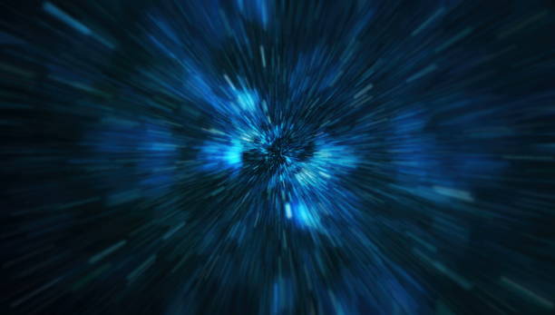 istock Abstract of warp or hyperspace motion in blue star trail. 946888428