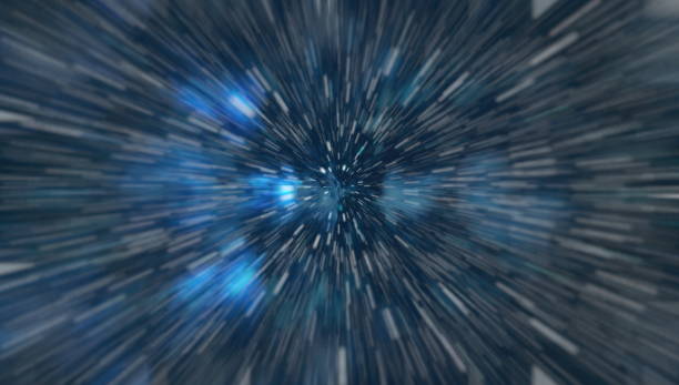 istock Abstract of warp or hyperspace motion in blue star trail. 946888524
