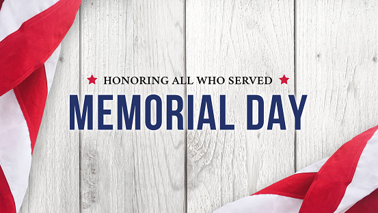 Memorial Day - Honoring All Who Served Text Over White Wood