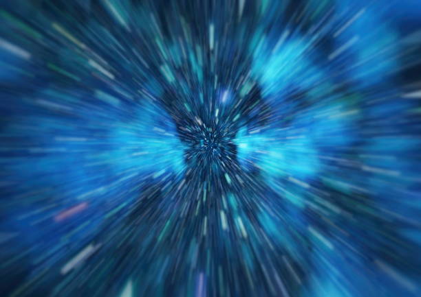 istock Abstract of warp or hyperspace motion in blue star trail. 946890970