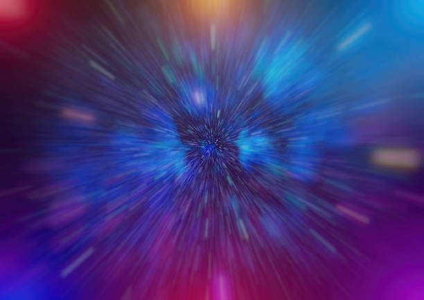 istock Abstract of warp or hyperspace motion in blue star trail. 946891474