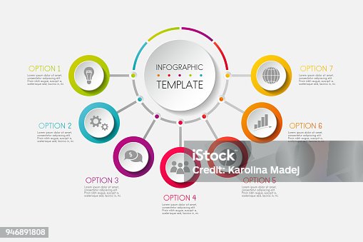 istock Infographic - colourful template with business icons. Vector. 946891808