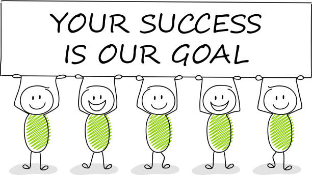 istock Hand drawn concept of stickman with business text: your success is our goal. Vector. 946908722