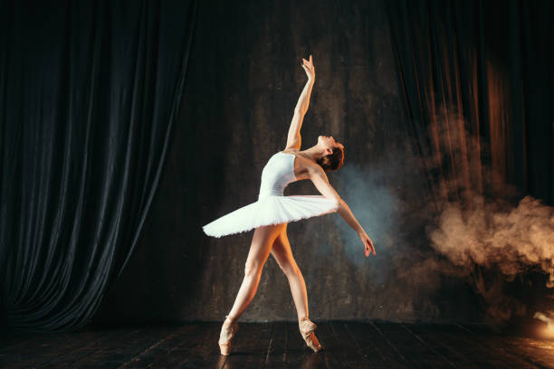 istock Ballerina in white dress dancing in ballet class 946909802