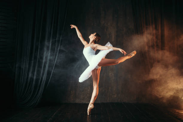 istock Ballerina in white dress dancing in ballet class 946909892