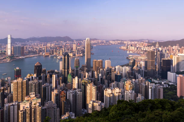 istock Hong Kong city view from the Peak at twilight 946920510