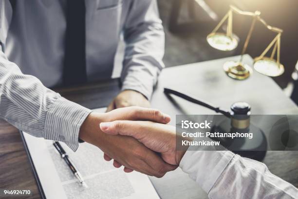 Handshake After Good Cooperation Businessman Handshake Male Lawyer After Discussing Good Deal Of Trading Contract And New Projects For The Company Of Real Estate Meeting And Greeting Concept Stock Photo - Download Image Now