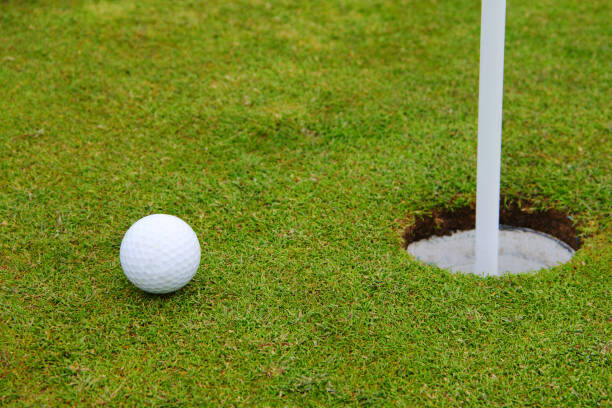 istock Golf ball on lip of cup 946931502