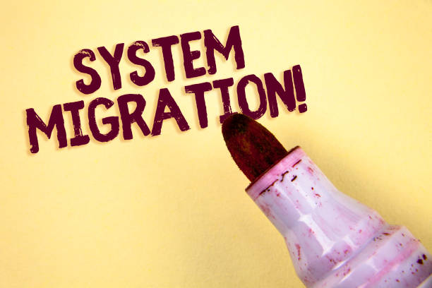 istock Text sign showing System Migration Motivational Call. Conceptual photo Moving programs to another platform written on Plain background Marker next to it. 946935622