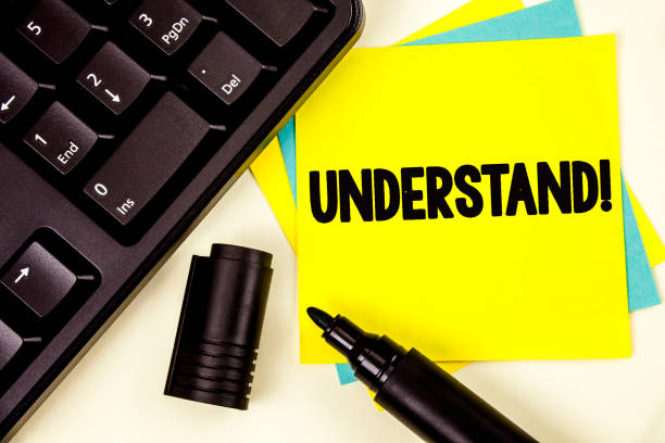 istock Writing note showing  Understand Motivational Call. Business photo showcasing Know Perceive the meaning of something written on Yellow Sticky note paper on plain background Keyboard Marker 946939044