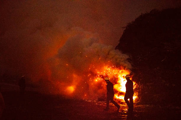 istock Firefighters light a big easter fire in Hamburg, Germany 946949304