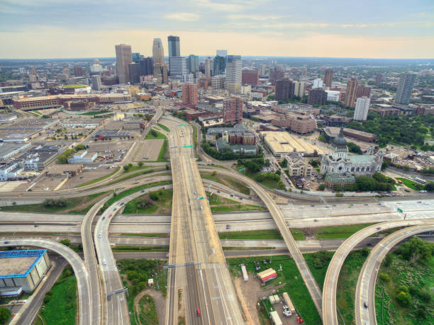 istock Minneapolis, Minnesota Skyline seen from above by Drone in Spring 946949634