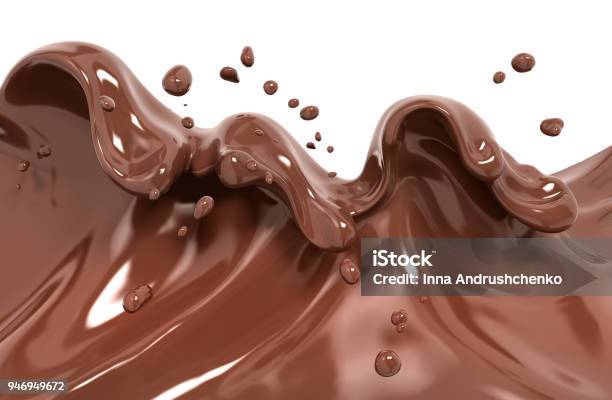 Splash Of Hot Chocolate 3d Rendering Stock Photo - Download Image Now - Chocolate, Melting, Splashing