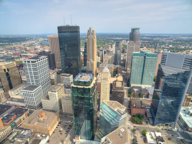 istock Minneapolis, Minnesota Skyline seen from above by Drone in Spring 946949692