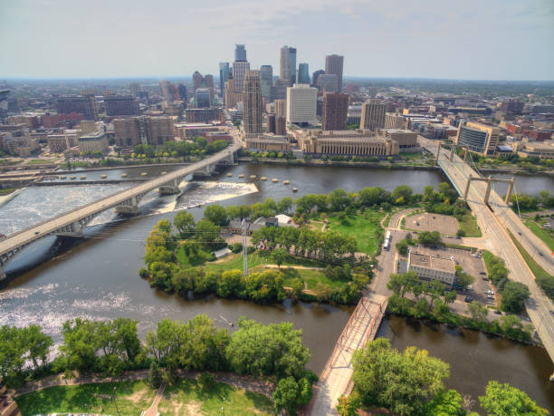 istock Minneapolis, Minnesota Skyline seen from above by Drone in Spring 946949934