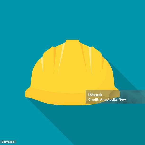 Construction Helmet Yellow Safety Hat Stock Illustration - Download Image Now - Hardhat, Work Helmet, Construction Industry