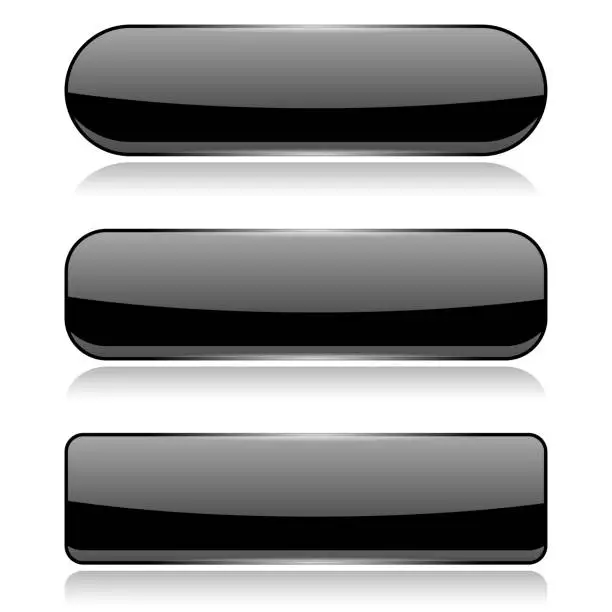 Vector illustration of Black glass buttons