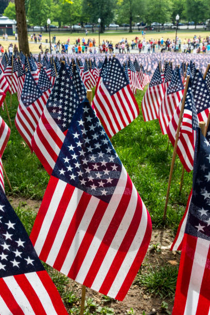 istock American flags in Boston Common gardens for memorial day. 946956204