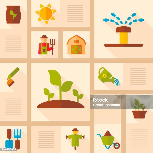 Garden Farm Icons Vector Set Stock Illustration - Download Image Now - Fertilizer, Growth, Sun