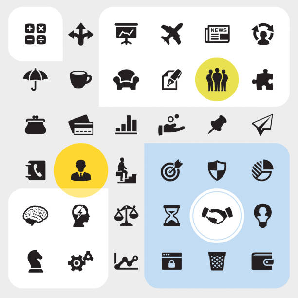 бизнес-финансы - набор иконок - computer icon symbol bulls eye handshake stock illustrations