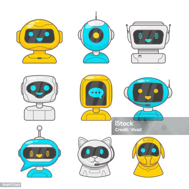 Chat Bot Robot Concept Futuristic Machine Character Virtual Chat Help Program Stock Illustration - Download Image Now