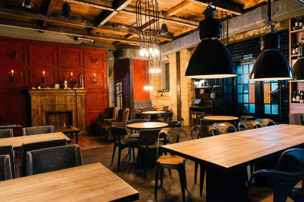 istock stylish atmospheric interior of empty bar 946972750