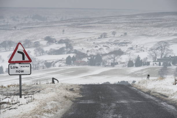 istock snow covered roads on the North Yorkshire Moors 946976868