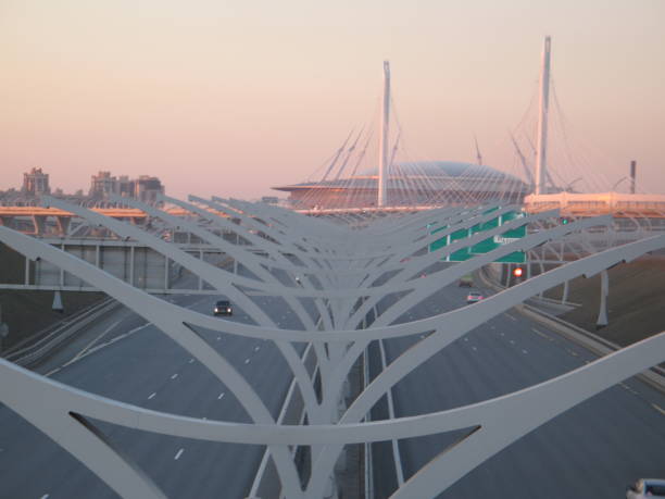 istock Motorway in town off the coast at sunset 946976904