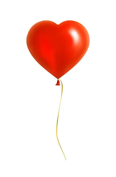 Vector illustration of Red Heart Shaped Balloon with Yellow Ribbon