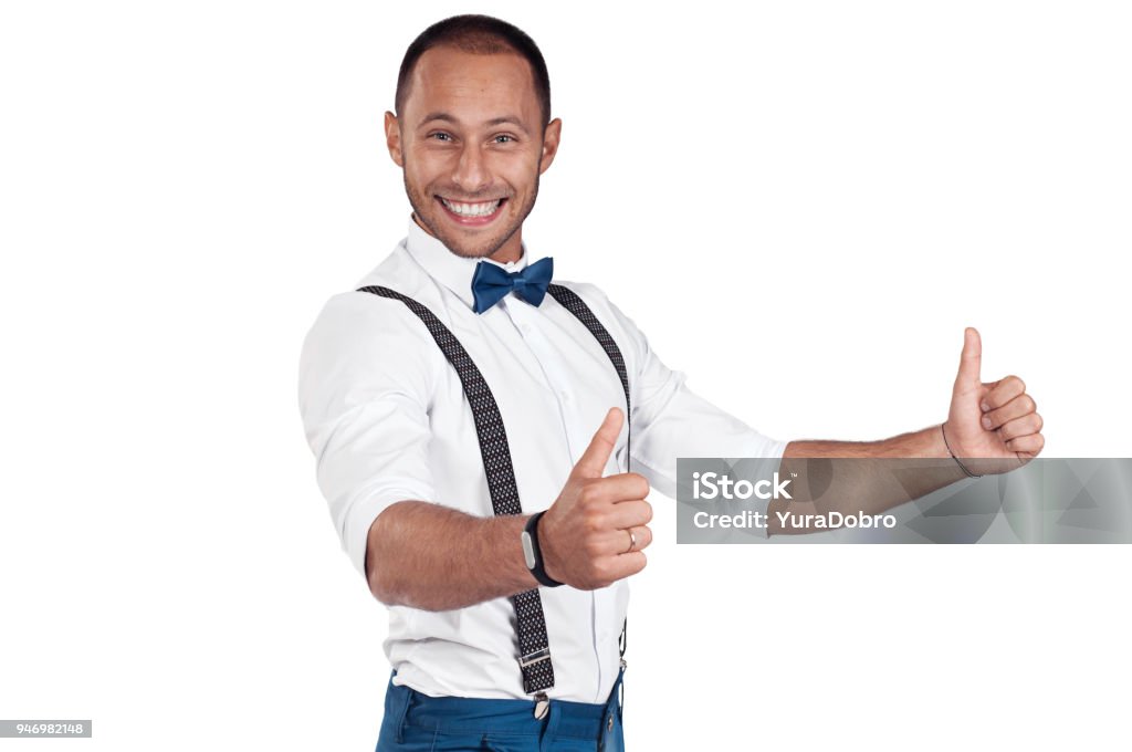 Happy Men In A White Shirt Smiles White Shirt Bow Tie Suspenders Joyful And Pleased Man Stock Photo - Download Image Now - iStock Happy Men In A White Shirt Smiles White Shirt Bow Tie Suspenders Joyful And Pleased Man Stock Photo - Download Image Now - Istock
