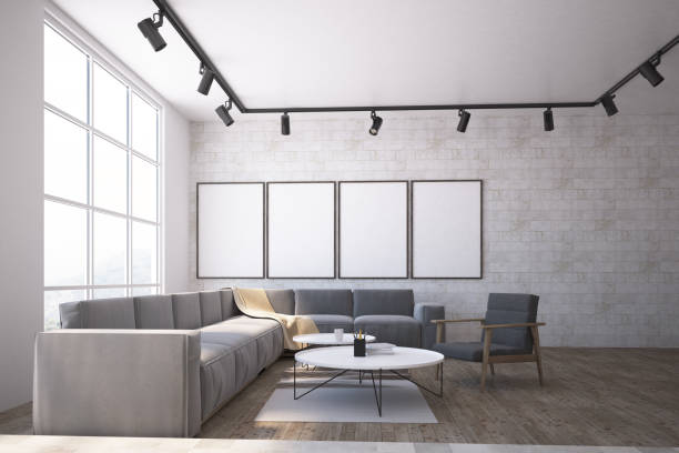 istock White brick living room with poster gallery 946992544