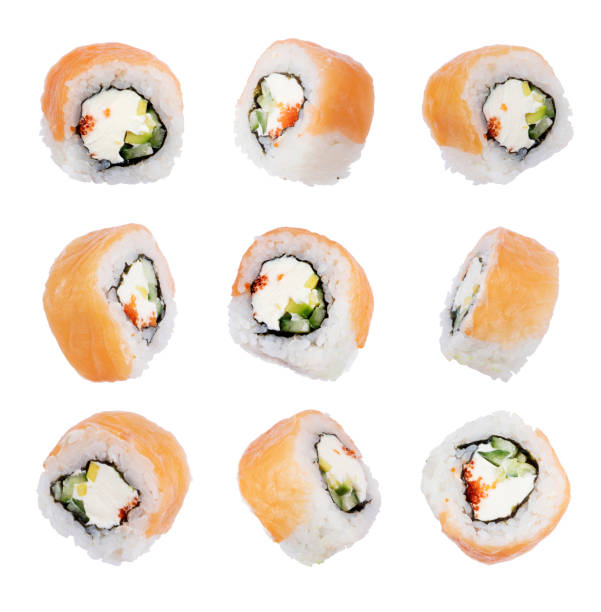 istock Set of sushi rolls isolated on a white background 946996804