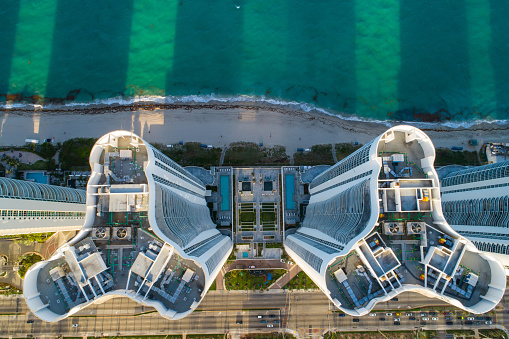 Aerial photo of coastal architecture Sunny Isles Beach Florida