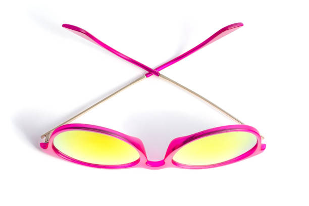 istock Pink sunglasses isolated on white background. The view from the top 947008362