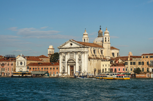 Venice, Italy - November 12, 2016: St. Mary of the Rosary (Santa Maria del Rosario) is a Dominican church on the Giudecca Canal, the building started in 1725 and consecrated in 1743