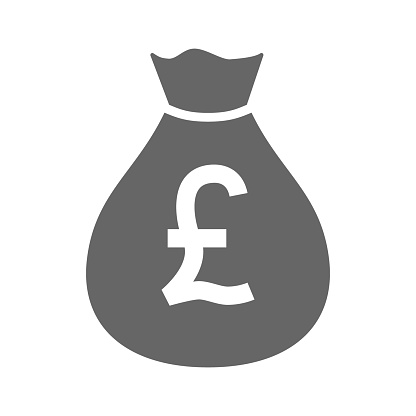 Money bag currency simple design icon. uk pound moneybag icon. British pound money sack