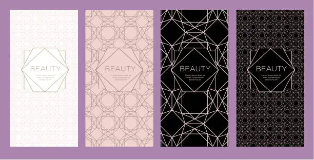 Vector illustration of A set of packaging templates with with an abstract geometric pattern for luxury products