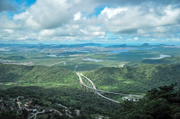 Mountain view looking down onto Santos, Brazil.