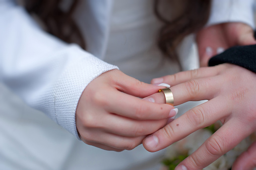 close-up wedding rings