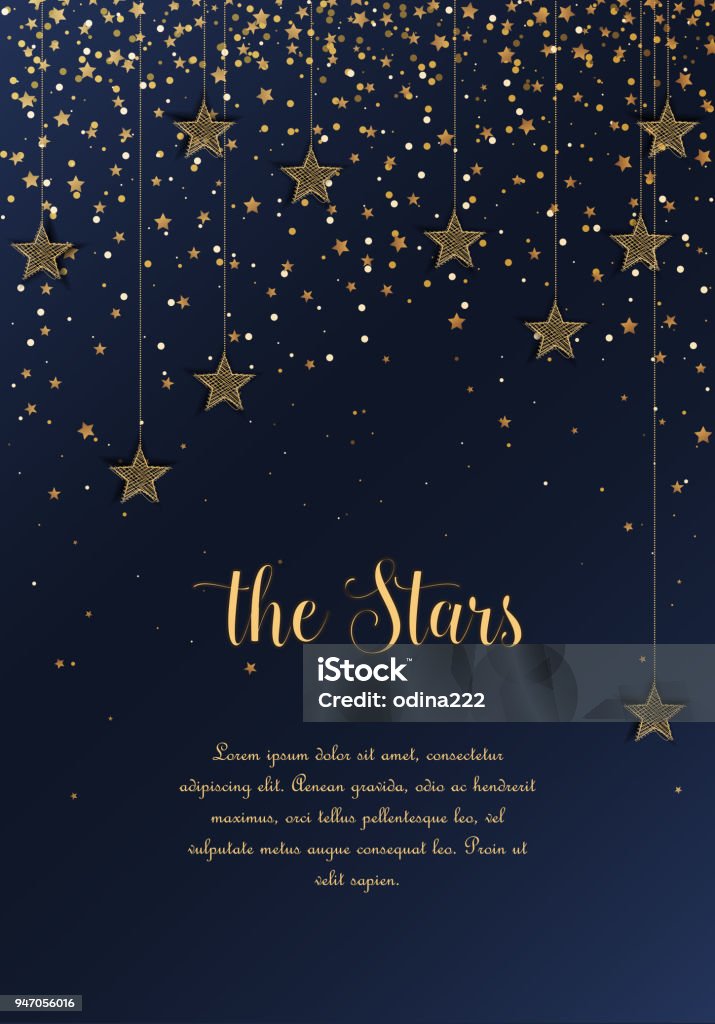 Night sky with stars Vector illustration of stars on a dark background. Night sky. Cheerful party and celebration Star - Space stock vector