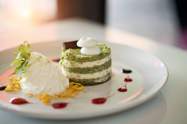istock Closed up Matcha Green tea cake 947065526