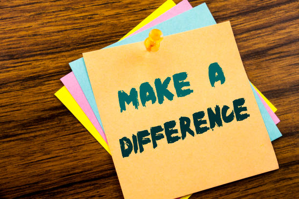 istock Hand writing text caption inspiration showing Make A Difference. Business concept for Motivation Success written on sticky note paper on the wooden background. 947066460