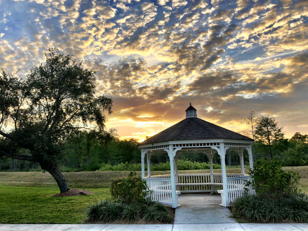 istock white hut and sunset in the park 947071764