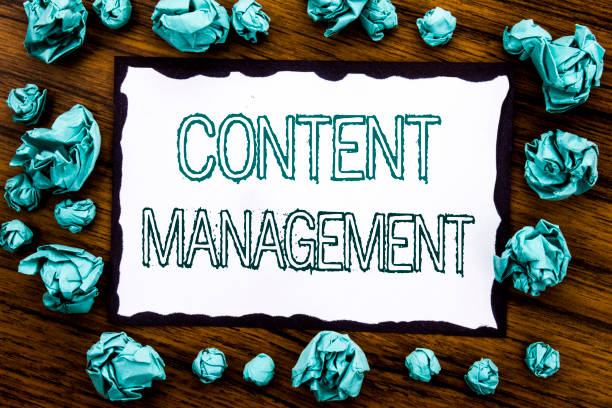 istock Handwriting Announcement text showing Content Management. Business concept for Cms Online Website Written on sticky note paper, wooden background with folded blue paper meaning thinking 947072194