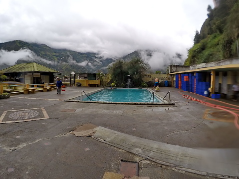 Cold pool at the natural hot spring in Banos, Ecuador