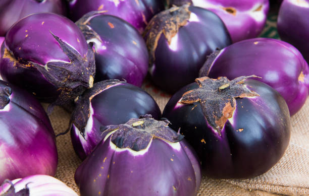 berinjela - eggplant farmers market purple agricultural fair - fotografias e filmes do acervo