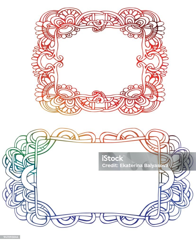 Photo Or Text Frame Colored Linear Picture Frames Stock Illustration ...