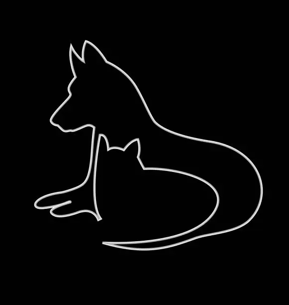 Vector illustration of Dog and cat icon silhouettes