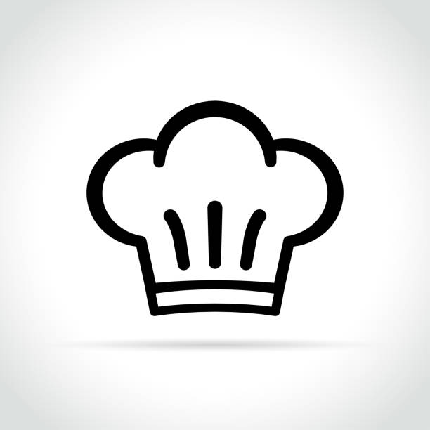ilustrações, clipart, desenhos animados e ícones de ícone de chapéu de chef no fundo branco - chapéu de cozinheiro