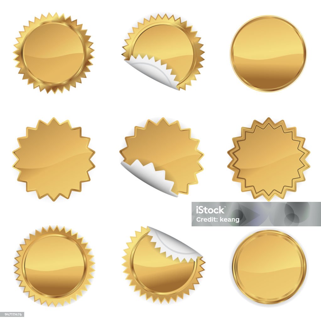 Gold Starbursts Set,  Illustration Vector 10 Gold - Metal stock vector